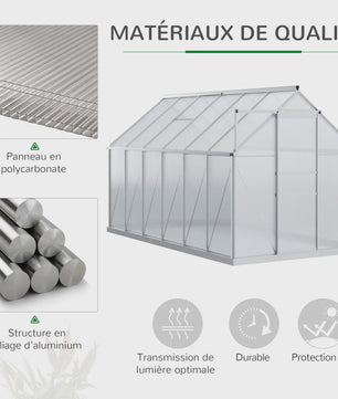 Outsunny Kassen 7,1 m² Aluminium Polycarbonaat met Fundering - Ruim en Duurzaam