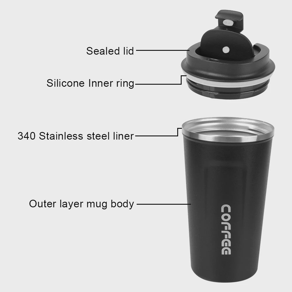 RVS Thermo Koffiebeker - Lekvrij Reizen - 380/510ML
