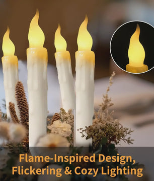 Set Flameless LED Taper Kaarsen - 16.5cm, Batterijgevoed, Flakkerend Vlam-effect