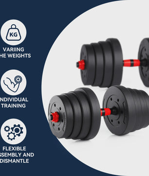 30KG Verstelbare Dumbbell & Barbell Set - Complete Home Gym Krachttraining Kit