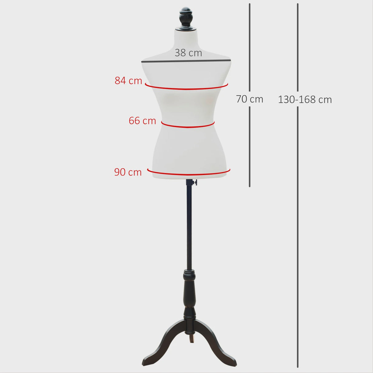 Verstelbaar Naaimanquin met Houten Driepoot - 130-168 cm