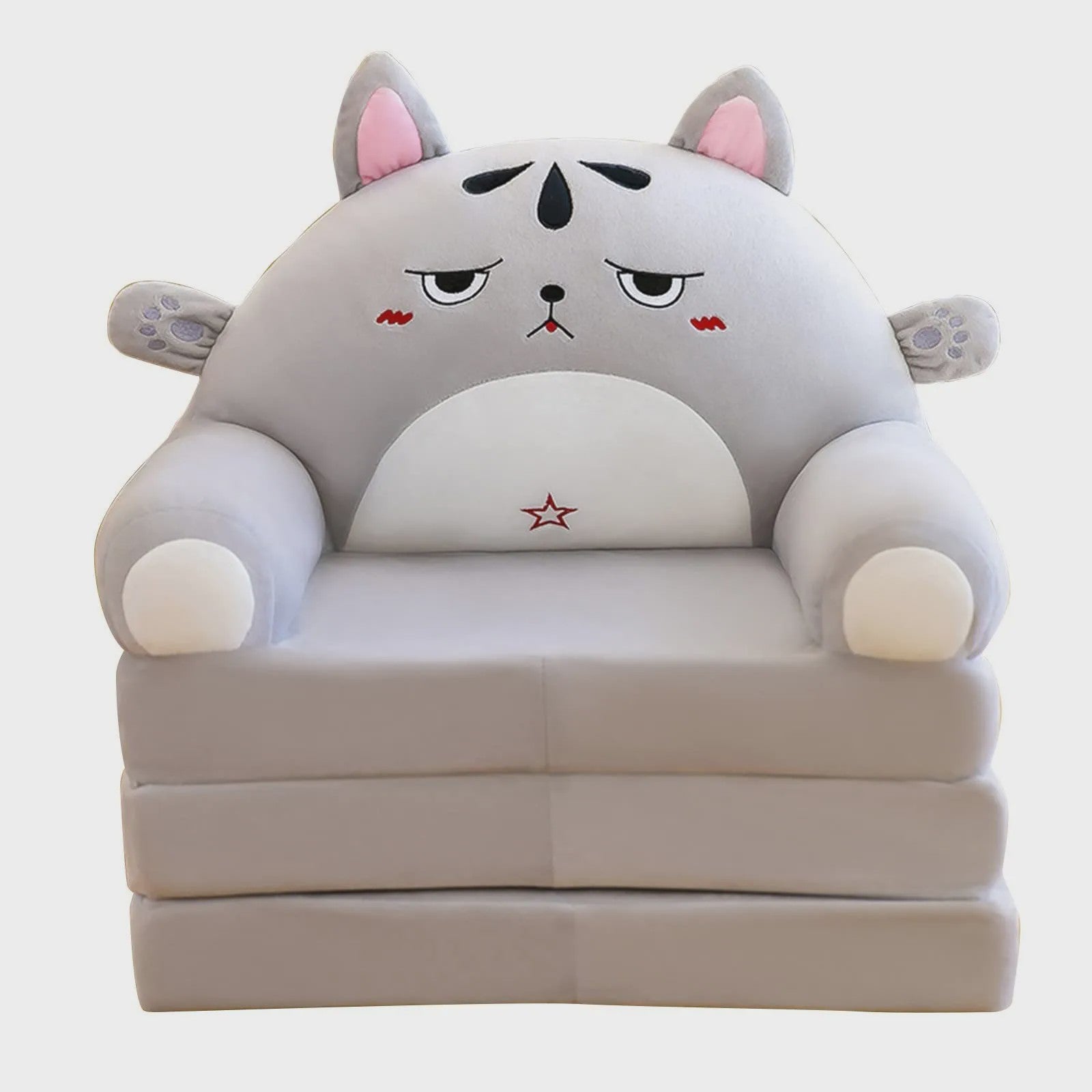 Pluche Kinder Sofa Bed - Opvouwbaar en Dubbelzijdig Plezier in Leuke Cartoon Vormen