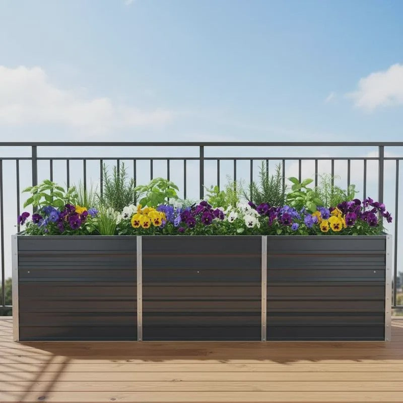 Verhoogd Plantenbed Staal Antraciet 240x40x77cm - Duurzaam & Stijlvol Tuinieren