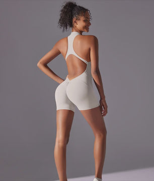 Strakke Sport Jumpsuit met Open Rug - Yoga, Fitness & Hardlopen