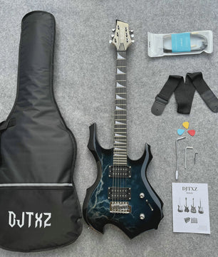 Elektrische Gitaar met Bliksemprint - Eye-Catcher voor Rockmuzikanten, Inclusief Pro Setup