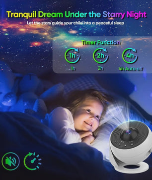 Upgrade Galaxy Projector Pro: HD Sterrenhemel & Planetarium met 360° Rotatie - Wit