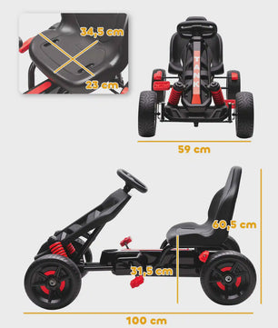 Traptrekker voor Kinderen met Automatische Koppeling & Rem - Rood Metaal