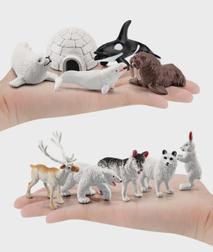 Set van 10 Arctische Dieren Figuren - Realistische Poolbeer, Zeehond, Walrus & Meer