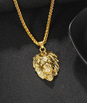 Gouden Leeuwenkop Hanger Ketting voor Mannen - Stijlvolle Hip Hop & Rock Sieraden