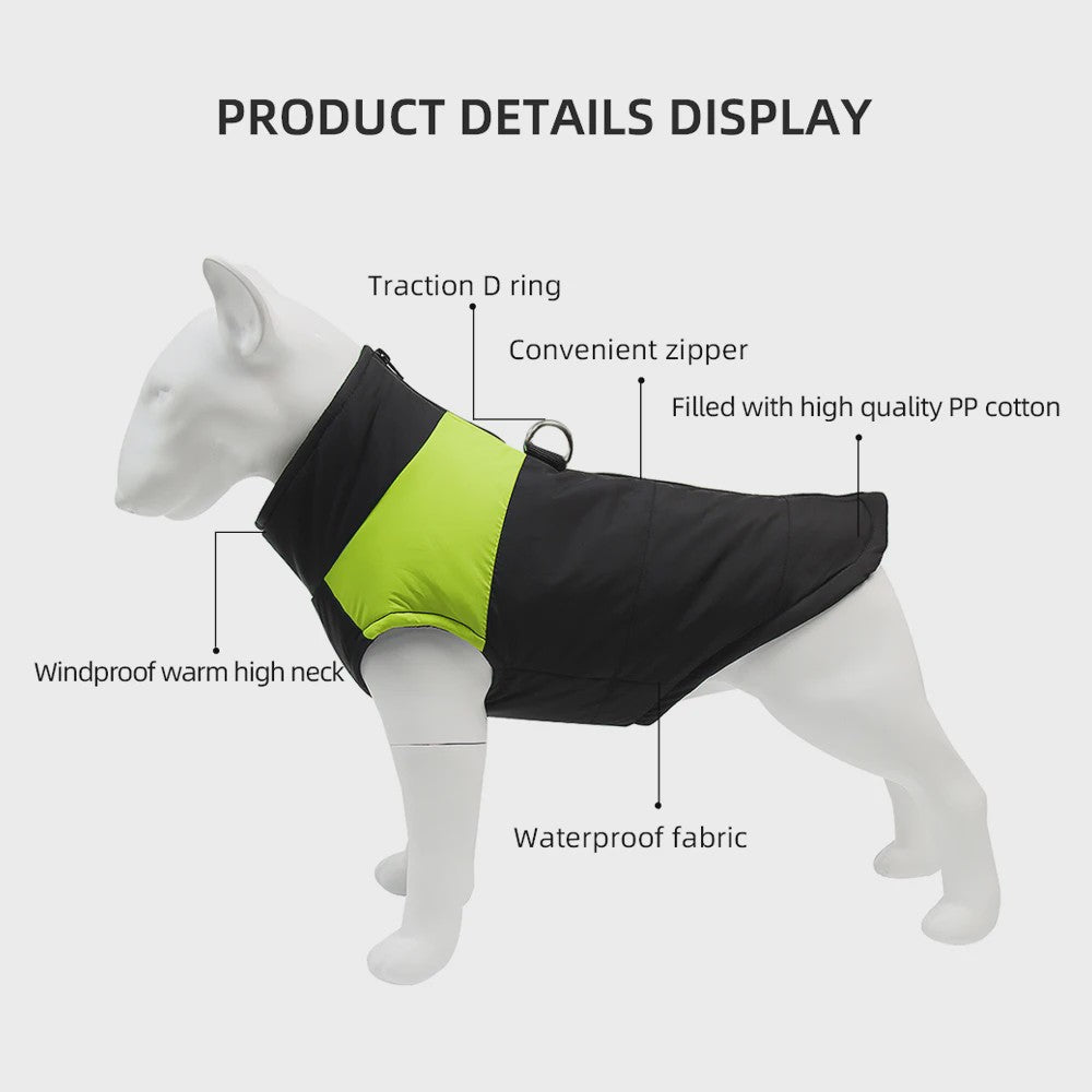 Warme Winter Hond Jas - Winddicht & Waterdicht - Met D-ring voor Lijn