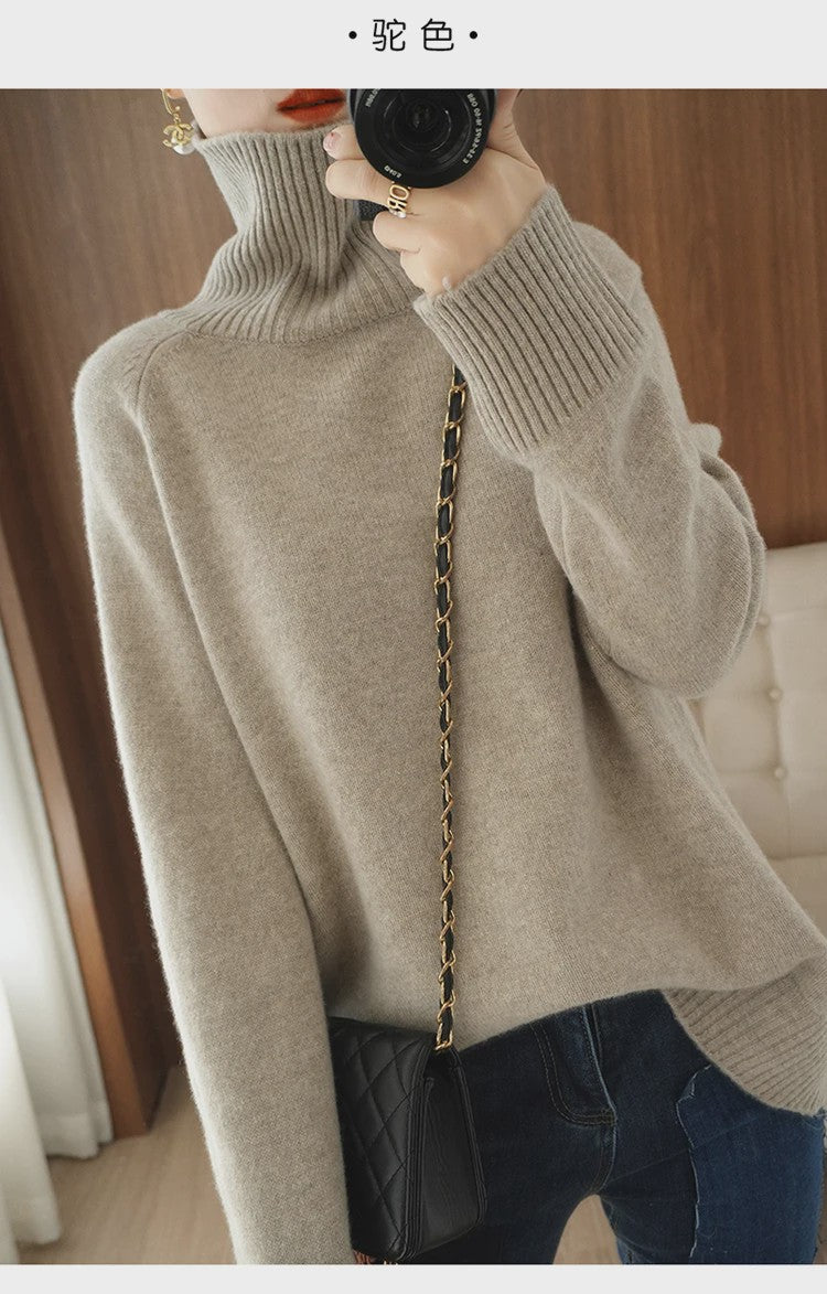 Dames 100% Kasjmier Coltrui - Dikke, Losse Pullover voor Herfst & Winter