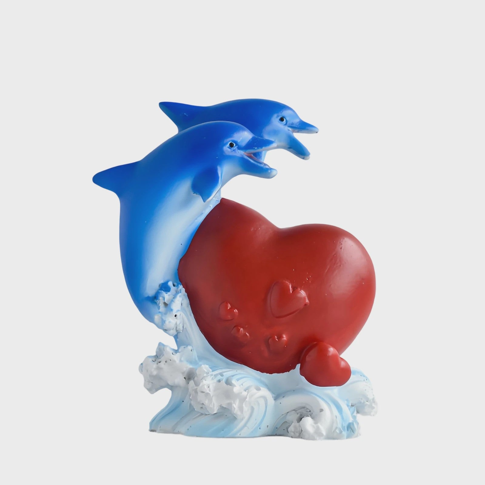 Dolfijn & Hart Decoratie Beeldje - Ocean Thema Resin Ornament voor Bureau en Woonkamer