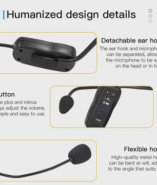 Draadloze Hoofdtelefoon Microfoon Set 2.4G - Draagbaar & Flexibel voor Sprekers, Docenten & Gidsen