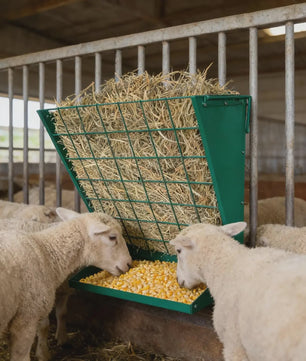 2-in-1 Wandmontage Voerbak Hooi & Graan | Verzinkt Staal | Paarden, Geiten, Schapen, Vee