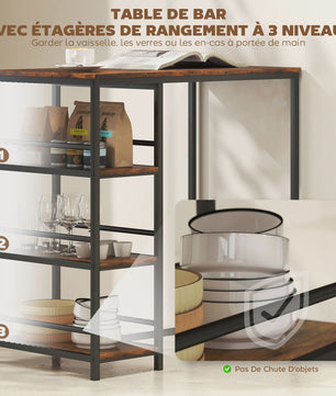 Stijlvolle Bartafel met 3 Opbergplanken - Keuken en Eetkamer