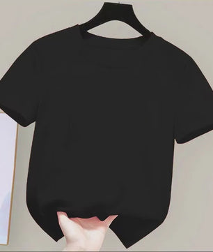 100% Katoenen T-shirt Dames & Kinderen - Zomer, Kortmouw, Wit Effen, Schattig Stijl