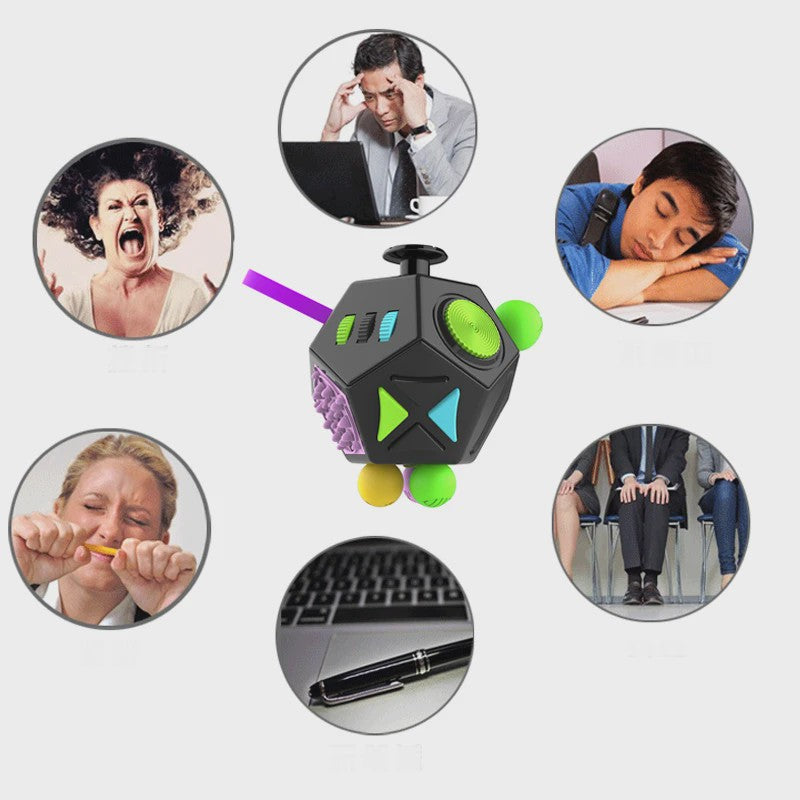 Fidget Cube & Dodecahedron: 6/12 Zijden Stressverlichter & Sensorisch Speelgoed