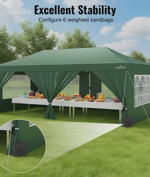 LOEFME 3x6m Pop-Up Partytent Gazebo - Waterdicht, Winddicht met 6 Zijwanden & UV Bescherming