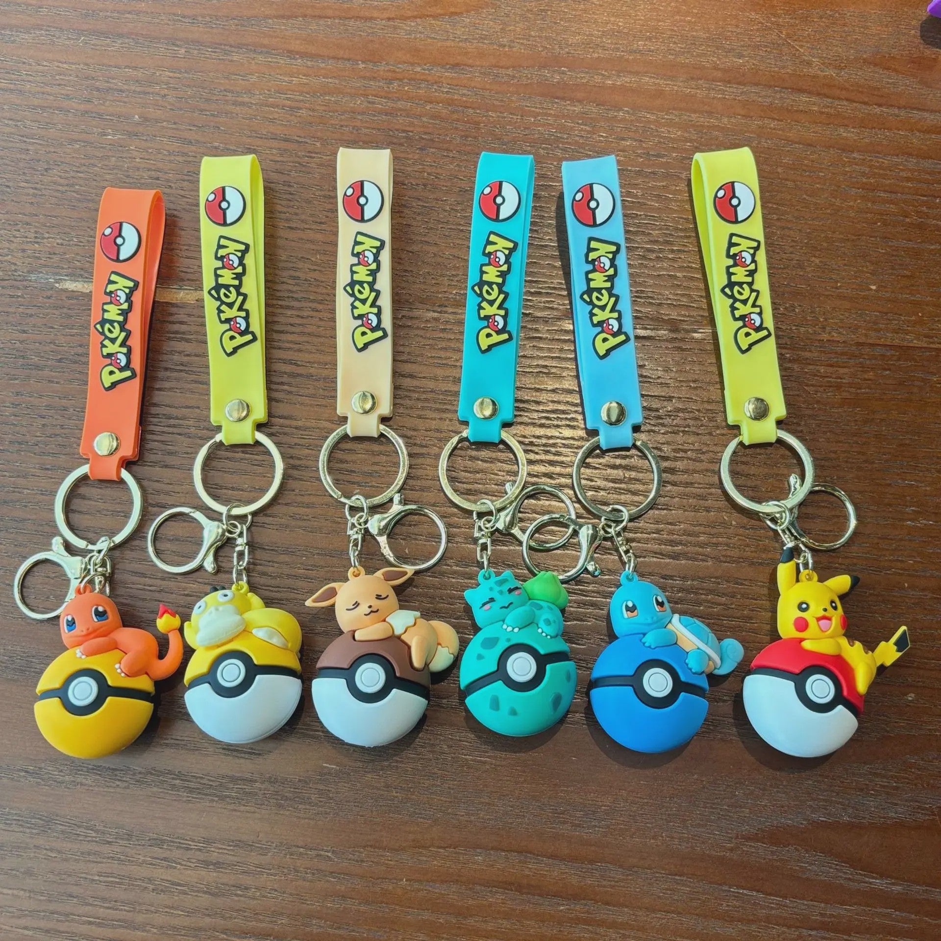 Pokémon Sleutelhanger Set met Pikachu, Eevee & Charmander - Leuke Anime Accessoire voor Tassen & Rugzakken