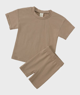 Katoenen Kinderkleding Set: T-shirt & Biker Shorts voor Jongens en Meisjes (1-13 Jaar)