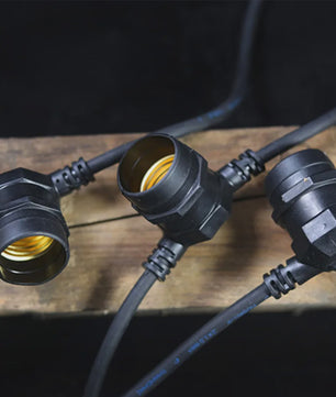 10m Waterdichte Buitenlichtsnoer Kabel met E27 Fittingen - Professionele Kwaliteit voor Tuin & Feesten