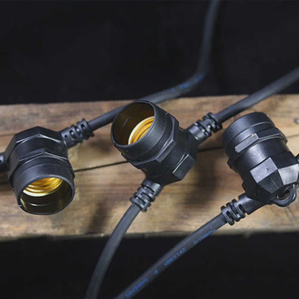 10m Waterdichte Buitenlichtsnoer Kabel met E27 Fittingen - Professionele Kwaliteit voor Tuin & Feesten