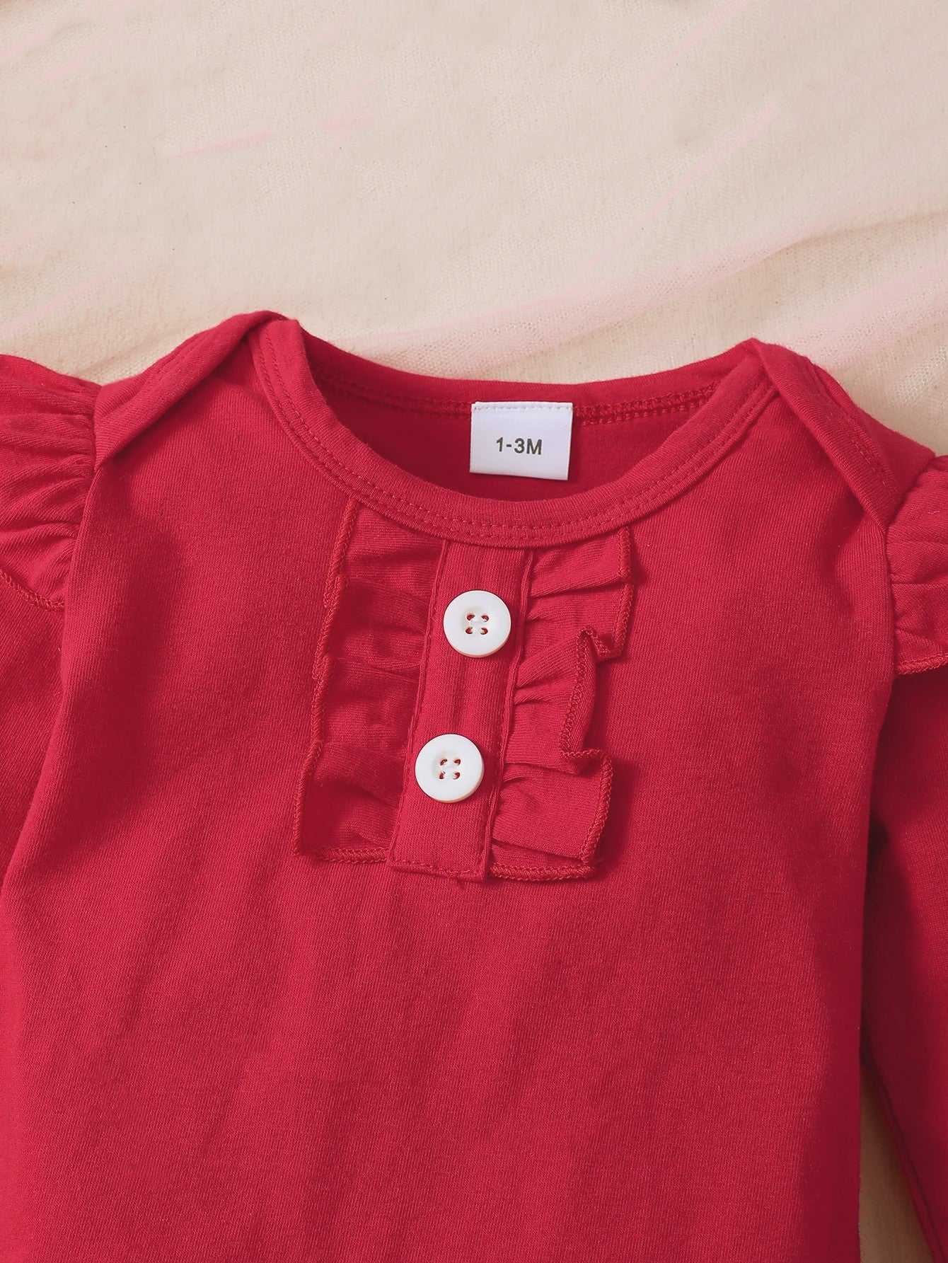Schattige Baby Meisjes Outfit 3-Delig: Rood Ruffle Romper, Broekje & Haarband met Konijntjes