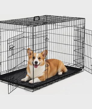 36 Inch Metalen Hondenkennel - Inklapbaar, Dubbele Deuren & Uitschuifbare Lade