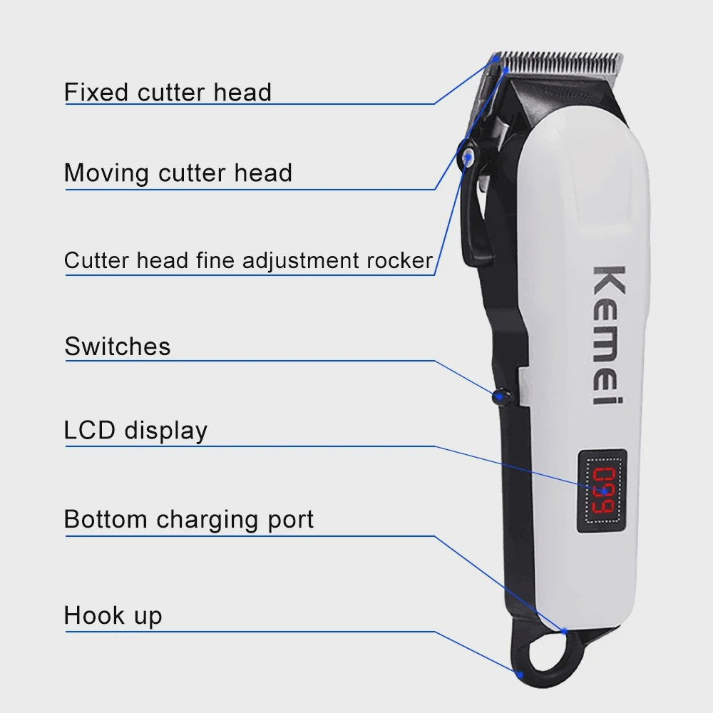 Kemei KM-809A Professionele Draadloze Baardtrimmer & Haarknipper voor Heren