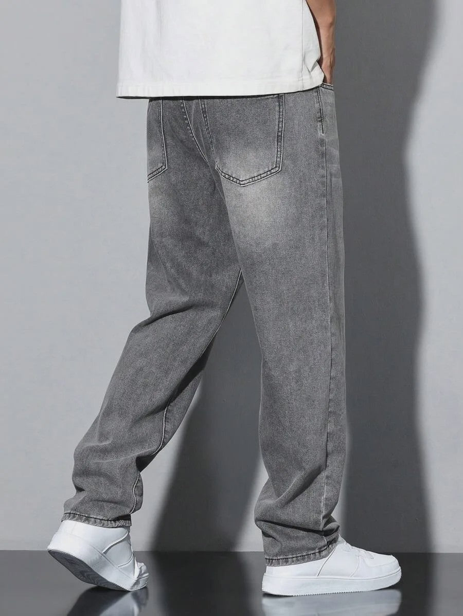 Herens Jeans - Rechte Pasvorm - Grijs - Comfortabel voor Dagelijks Gebruik