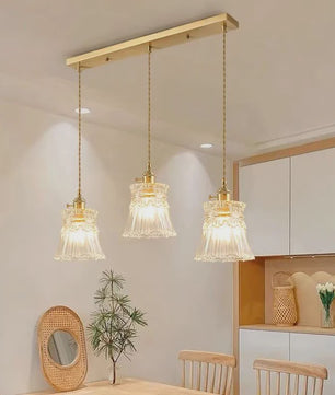 Koperkleurige Glazen Hanglamp - Stijlvolle LED Plafondlamp voor Woonkamer, Slaapkamer & Keuken