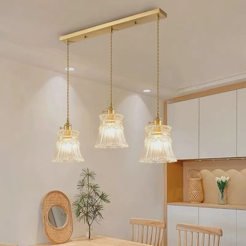 Koperkleurige Glazen Hanglamp - Stijlvolle LED Plafondlamp voor Woonkamer, Slaapkamer & Keuken