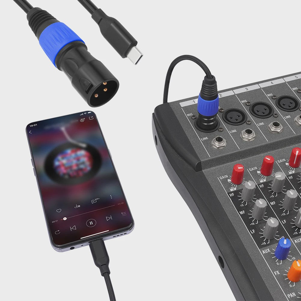 USB-C naar XLR Kabel - Hoogwaardige Audio-overdracht voor Versterkers, Speakers en Mixers