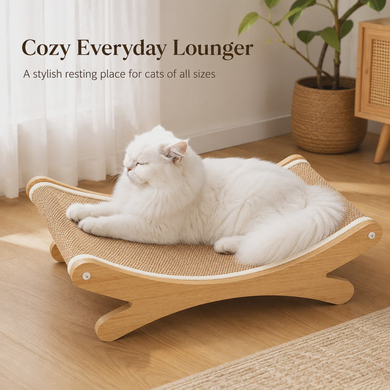 Houten Kattenkrabmeubel met Sisal Hangmat - Rust en Krabplezier