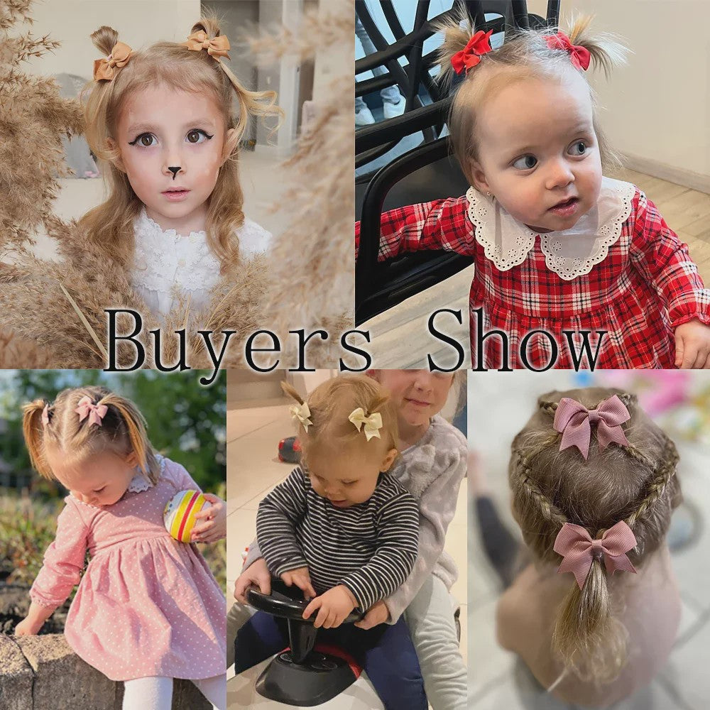 Set van 10 Handgemaakte Strikjes Haarclips voor Baby Meisjes - Lint Strikjes Haaraccessoires
