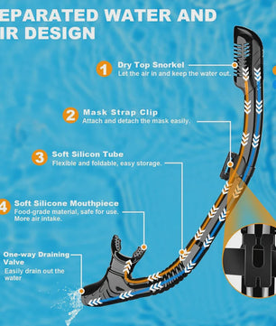 Complete snorkelset voor volwassenen: masker, snorkel, flippers en tas