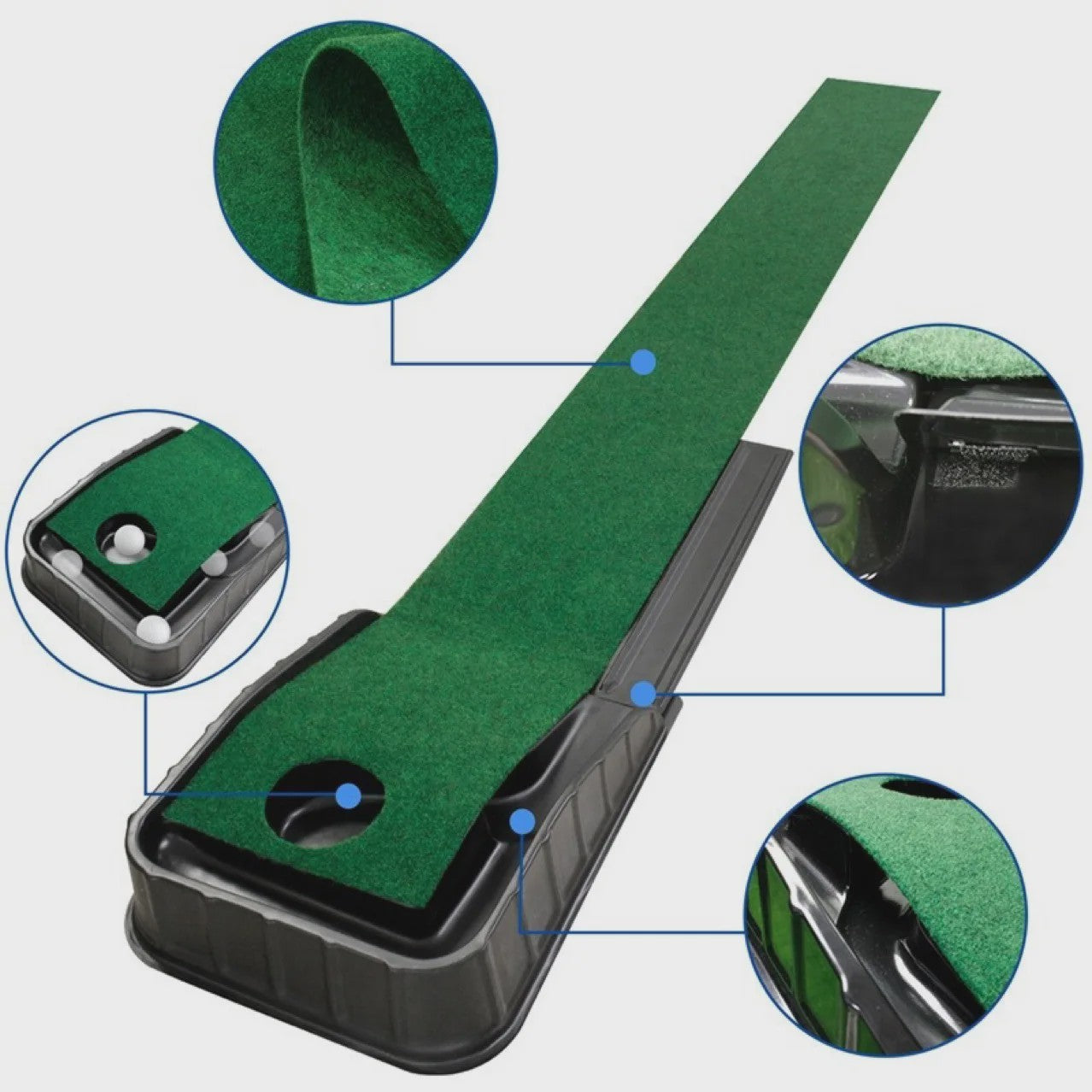 Golf Putting Mat met Automatische Bal Retour - Oefen je Putt Slag Thuis