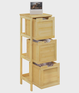 Bamboe badkamerkast met 3 lades - 30x90x30cm - Staand opbergmeubel