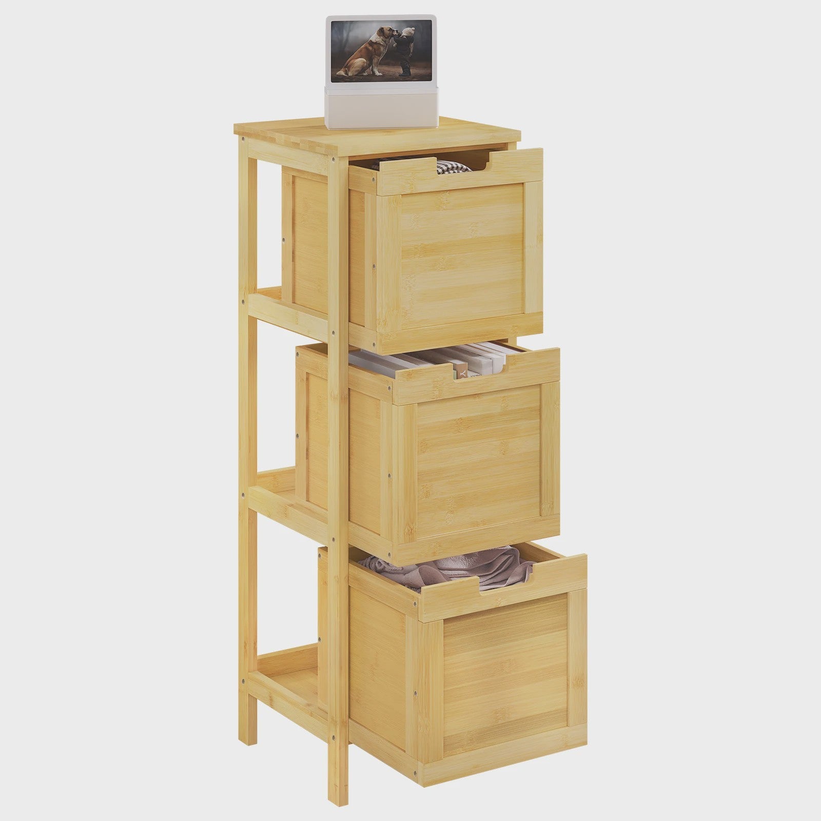 Bamboe badkamerkast met 3 lades - 30x90x30cm - Staand opbergmeubel