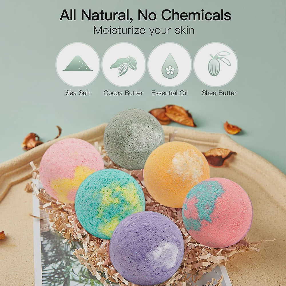 12x Biologische Badballen Cadeauset - Natuurlijk Handgemaakt met Essentiële Oliën voor Hydratatie & Ontspanning