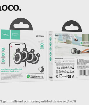 HOCO 4-Pack Anti-Verlies Tracker: GPS Locator voor Apple AirTag - Ideaal voor Sleutels, Portemonnee, Auto & Huisdieren