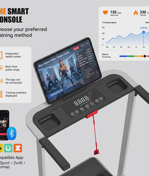 KeHot Opvouwbare Loopband met Bluetooth APP, 1-12 km/u, Incline, 125kg Capaciteit