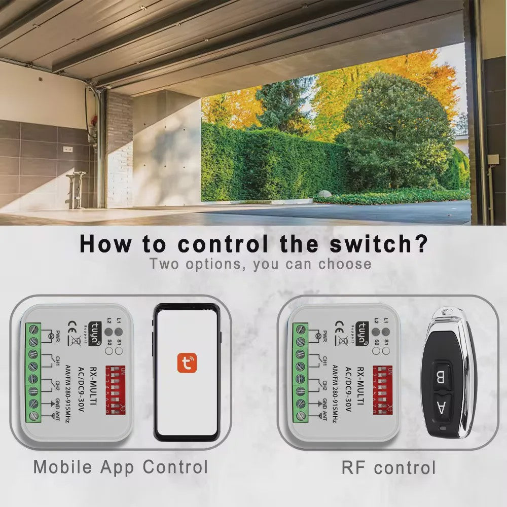 Universele WIFI Ontvanger 280-915MHz voor Garagedeur & Poortmotor - Tuya Compatibel