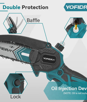 YOFIDRA 6-Inch Snoerloze Elektrische Kettingzaag - Krachtig Snoeien & Houtkloven (21V Batterij)