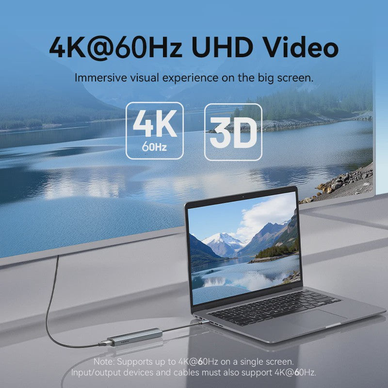 Vention 5-in-1 USB-C Hub: 4K@60Hz HDMI, 3x USB 3.0, PD 100W Docking Station