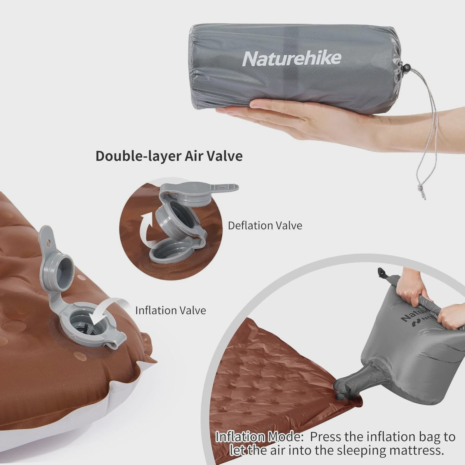 Naturehike Ultralichte Kampeerluchtmatras R-waarde 5.8 - Warm & Compact
