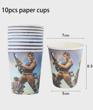 Fortnite Feestdecoratie Set: Beker, Bordjes, Tafelkleed & Meer voor Verjaardagen