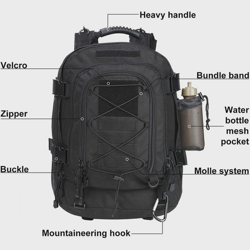 60L Militaire Tactische Rugzak - Molle Assault Rucksack voor Outdoor, Reizen, Wandelen & Jagen