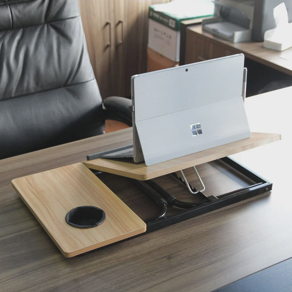 Opklapbare Laptoptafel voor Bed & Bank - In Hoogte Verstelbaar met Bekerhouder