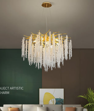 Luxe Kristallen Kroonluchter met LED - Goudkleurig - Verstelbaar - Perfect voor Woon- en Slaapkamer